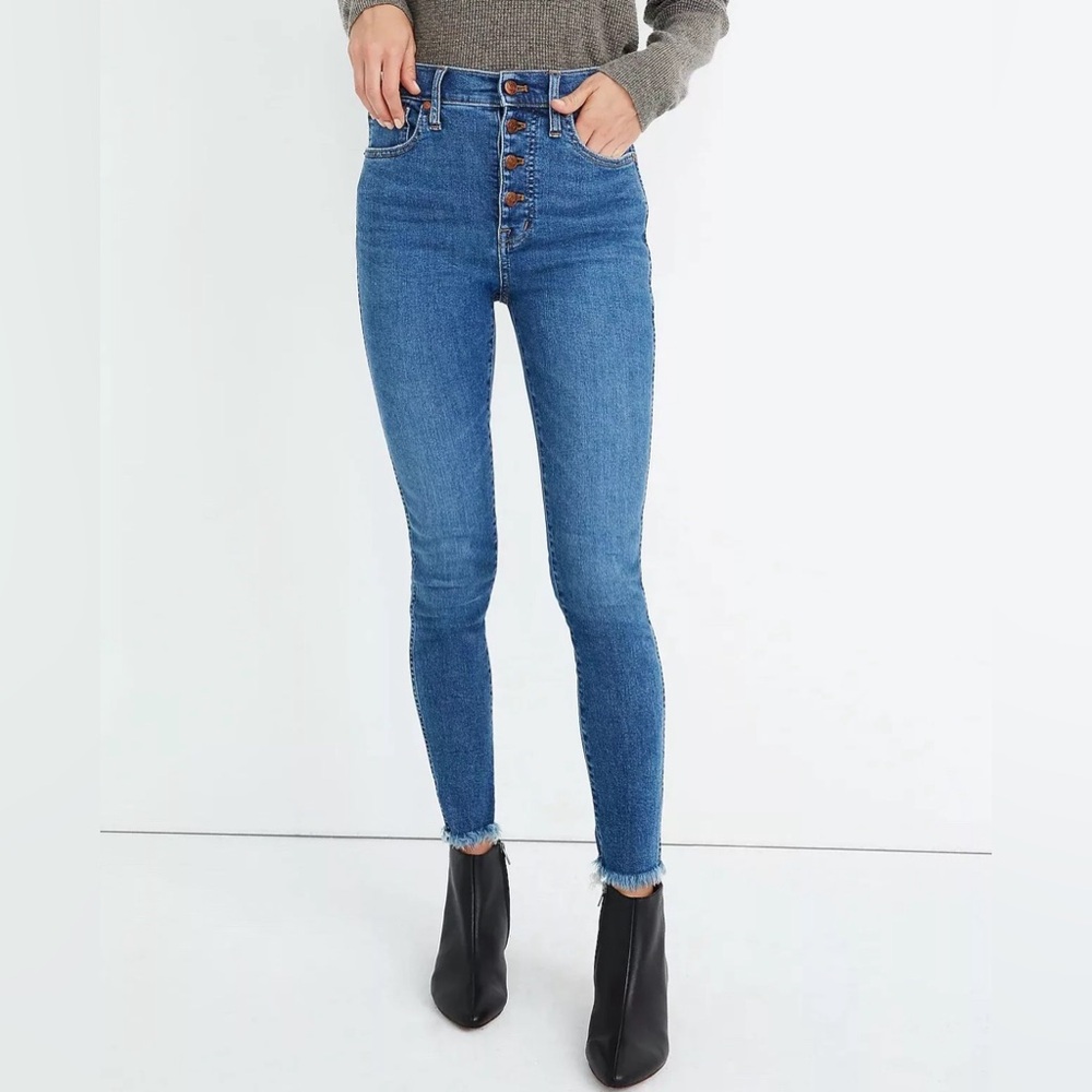 MADEWELL 10” HIGH RISE SKINNY Button Fly Raw Hem Jeans Size 26